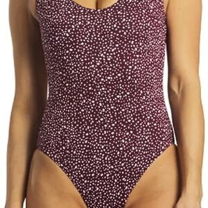 Nike Women's One Piece Swimsuit - Maroon and White